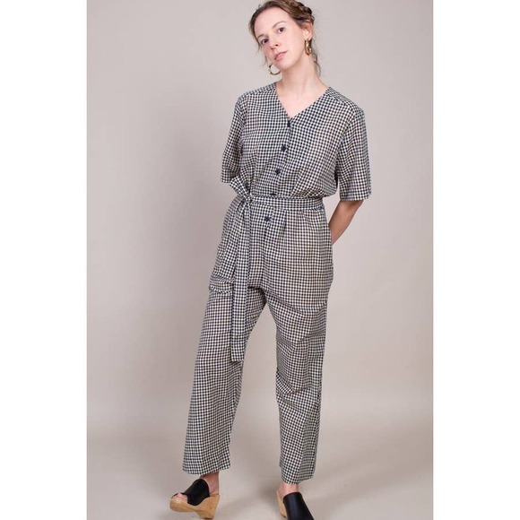 [Ace & Jig] Benji Jumpsuit Charleston Gingham Plaid NWT Lagenlook Cotton Size 1X